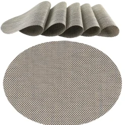 OTIX Placemats Set van 6 Kunststof Ovaal Zwart Wit Onderleggers 48x35cm