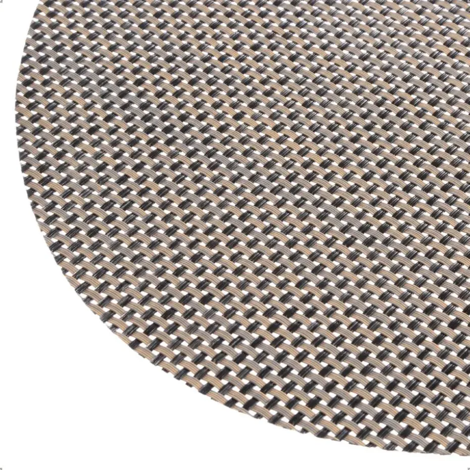 OTIX Placemats Set van 6 Kunststof Ovaal Zwart Wit Onderleggers 48x35cm