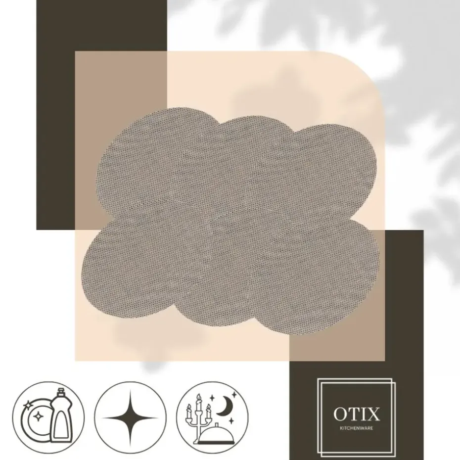OTIX Placemats Set van 6 Kunststof Ovaal Zwart Wit Onderleggers 48x35cm