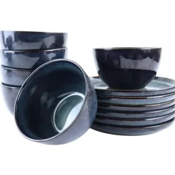 OTIX Serviesset 6 Persoons met Bordenset Soepkommen 600ml Schaaltjes EBONY