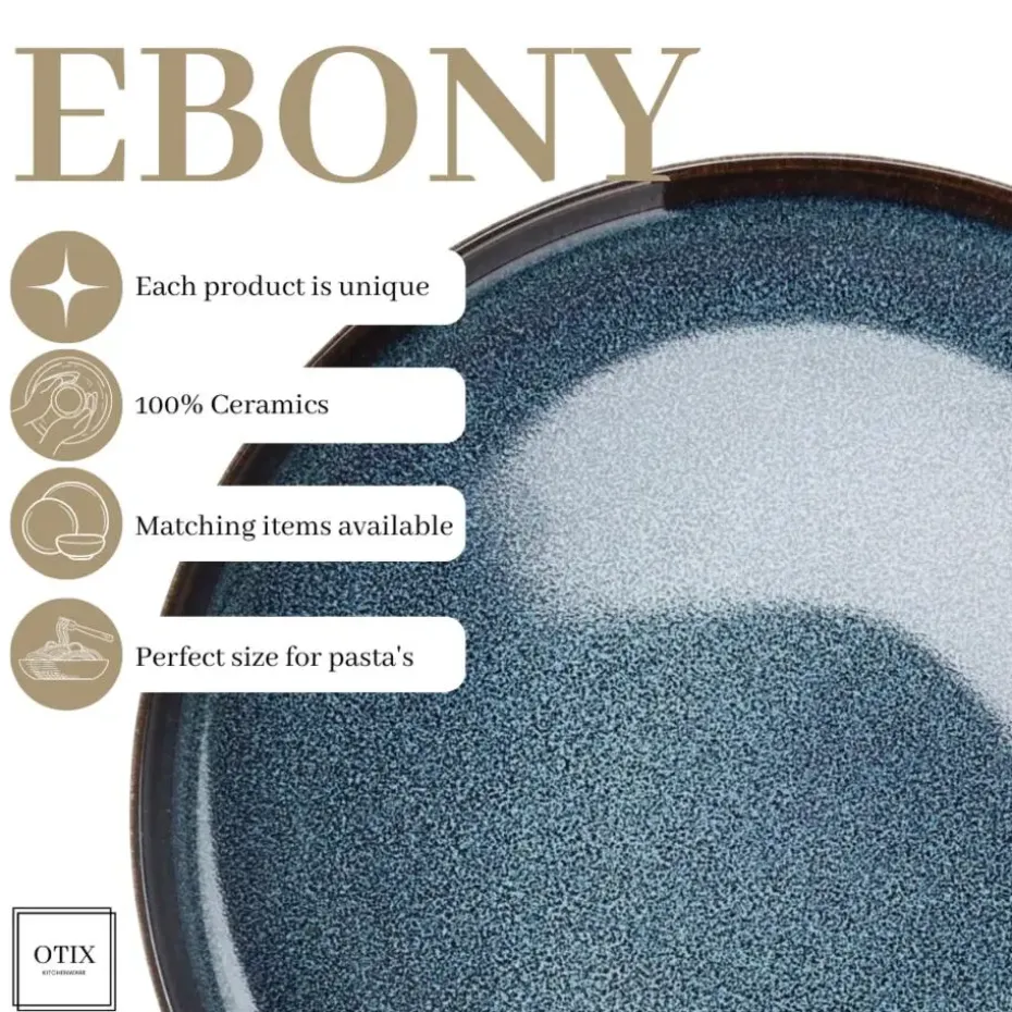 OTIX Serviesset 6 Persoons met Bordenset Soepkommen 600ml Schaaltjes EBONY