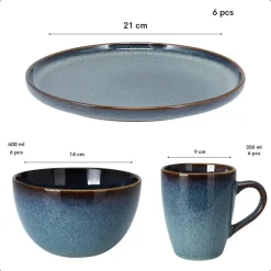 OTIX Serviesset 6 Persoons met Bordenset Soepkommen 600ml Koffiekopjes 350ml...