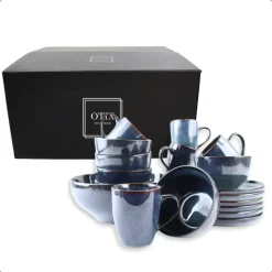 OTIX Serviesset Bordenset 6 Persoons 19-delig met Serveerschaal Koffiekopjes...