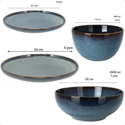 OTIX Serviesset 19-delig Bordenset Saladeschaal Ontbijtborden Diner...