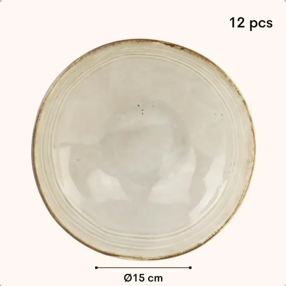 OTIX Soepkommen 12 Persoons Beige Soeptassen 15cm Keramiek LILY