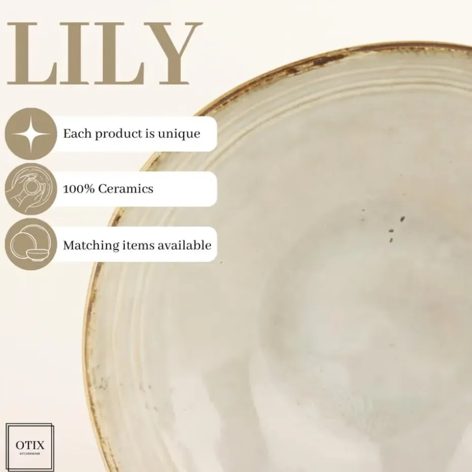 OTIX Soepkommen 12 Persoons Beige Soeptassen 15cm Keramiek LILY