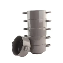 OTIX Soepkommen met Oor 6 stuks Grijs Soeptassen 510ml Aardewerk