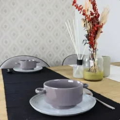 OTIX Soepkommen met Oor 6 stuks Grijs Soeptassen 510ml Aardewerk