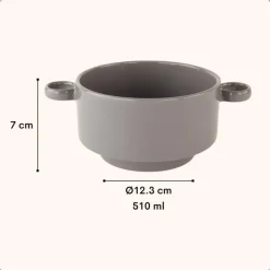 OTIX Soepkommen met Oor 6 stuks Grijs Soeptassen 510ml Aardewerk