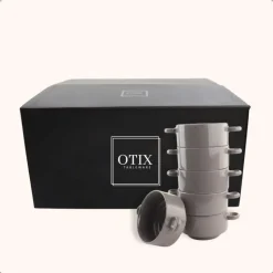 OTIX Soepkommen met Oor 6 stuks Grijs Soeptassen 510ml Aardewerk