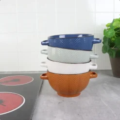 OTIX Soepkommen met Oor Set van 8 Verschillende kleuren Aardewerk 680 ml