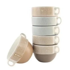 OTIX Soepkommen met Oor Set van 6 Stuks Soeptassen 500 ml Diverse kleuren