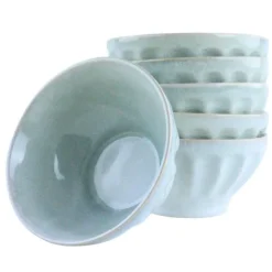 OTIX Soepkommen Zonder Oor Set van 6 Schaaltjes 560ml Licht Blauw Aardewerk ELM