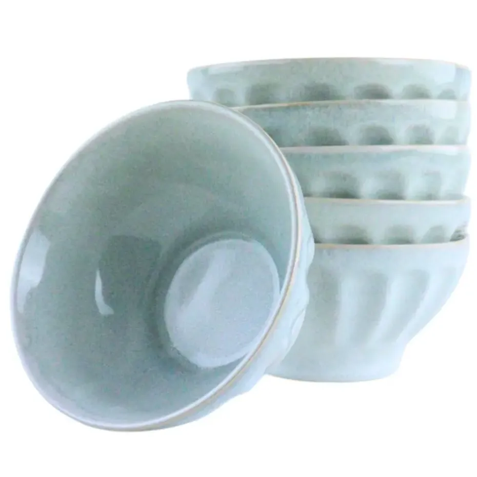 OTIX Soepkommen Zonder Oor Set van 6 Schaaltjes 560ml Licht Blauw Aardewerk ELM