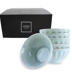 OTIX Soepkommen Zonder Oor Set van 6 Schaaltjes 560ml Licht Blauw Aardewerk ELM