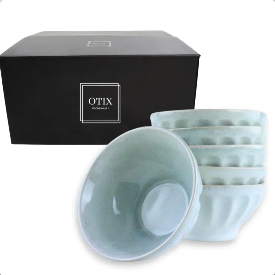OTIX Soepkommen Zonder Oor Set van 6 Schaaltjes 560ml Licht Blauw Aardewerk ELM