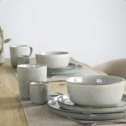 OTIX Soepkommen Zonder Oor Set van 6 Schaaltjes 600ml Grijs Aardewerk BEECH