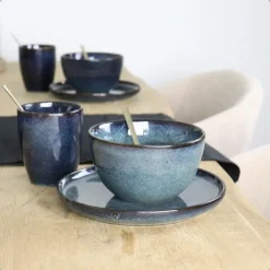 OTIX Soepkommen zonder Oor Set van 6 Schaaltjes 600ml Blauw Aardewerk EBONY