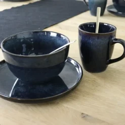 OTIX Soepkommen zonder Oor Set van 6 Schaaltjes 600ml Blauw Aardewerk EBONY