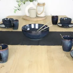 OTIX Soepkommen zonder Oor Set van 6 Schaaltjes 600ml Blauw Aardewerk EBONY