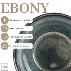 OTIX Soepkommen zonder Oor Set van 6 Schaaltjes 600ml Blauw Aardewerk EBONY