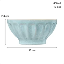 OTIX Soepkommen Zonder Oor Set van 12 Schaaltjes 560ml Licht Blauw ELM