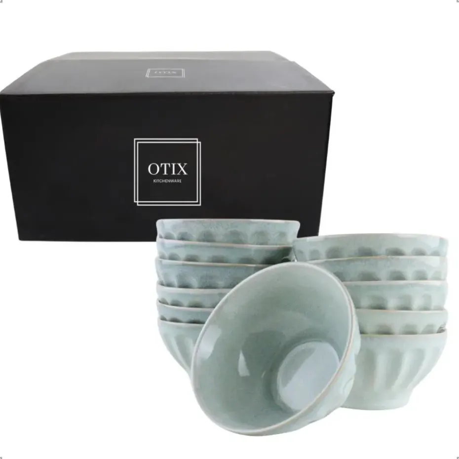 OTIX Soepkommen Zonder Oor Set van 12 Schaaltjes 560ml Licht Blauw ELM