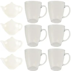 OTIX Theeglazen 6 stuks met 4 Theezakjeshouders Porcelein 350 ml Glas