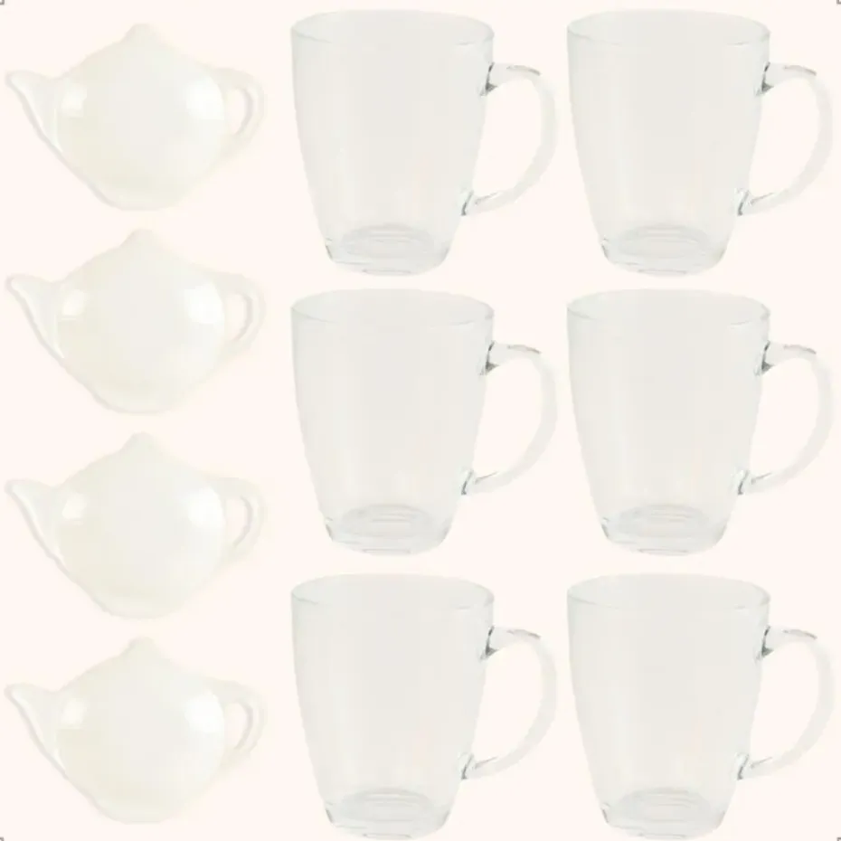 OTIX Theeglazen 6 stuks met 4 Theezakjeshouders Porcelein 350 ml Glas