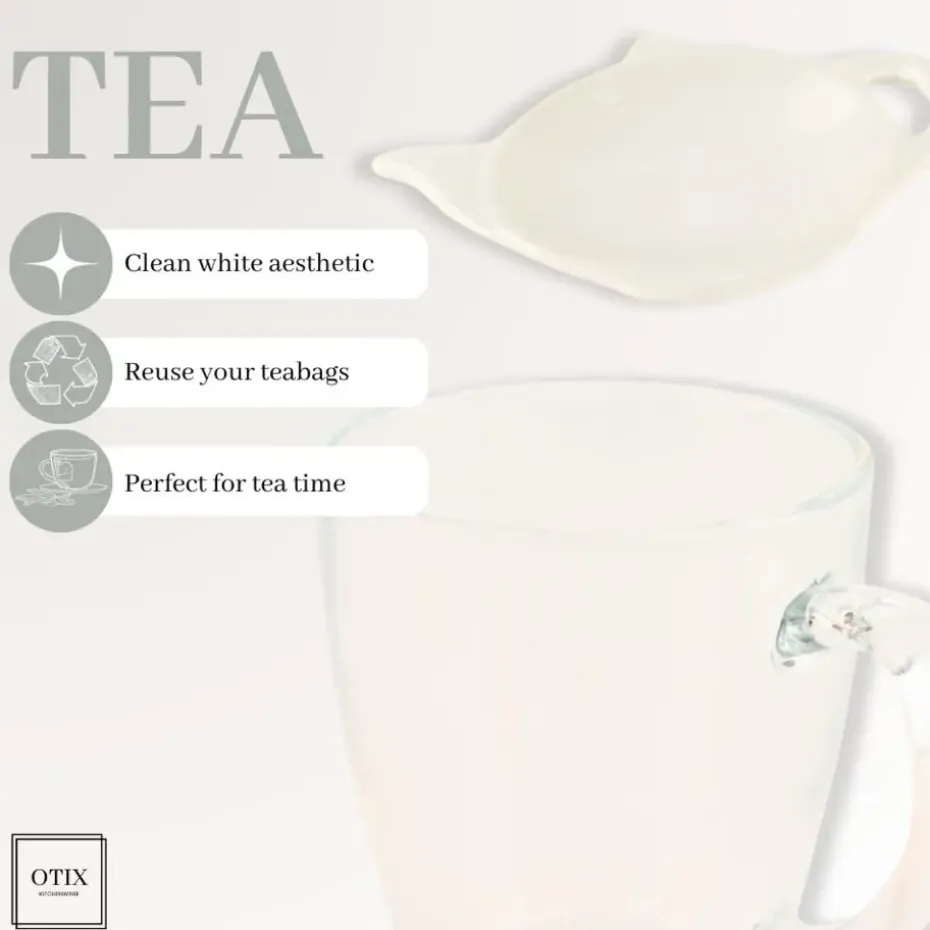 OTIX Theeglazen 6 stuks met 4 Theezakjeshouders Porcelein 350 ml Glas