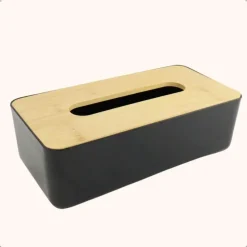 OTIX Tissue box Houder Zwart 26x13.2x8.8 cm Bamboe en kunststof