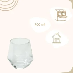 OTIX Waterglazen Set van 12 300ml Diamant vorm Transparant Glas