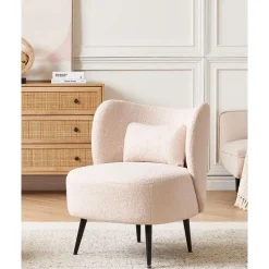 OTSBY - Fauteuil - Beige - Bouclé