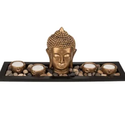 Out of the blue Boeddha hoofd - met waxinelichthouders - 41 cm