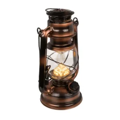 Out of the Blue Stormlantaarn LED - metaal - brons/bruin - 15 x 25 cm