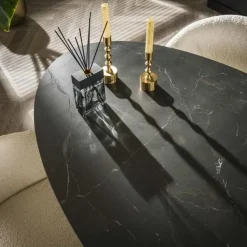 Ovale eettafel zwart Sophie industrieel 180x90 cm - Keramiek - Zwart