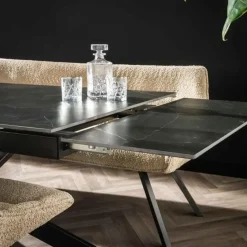 Ovale eettafel zwart Sophie industrieel 180x90 cm - Keramiek - Zwart