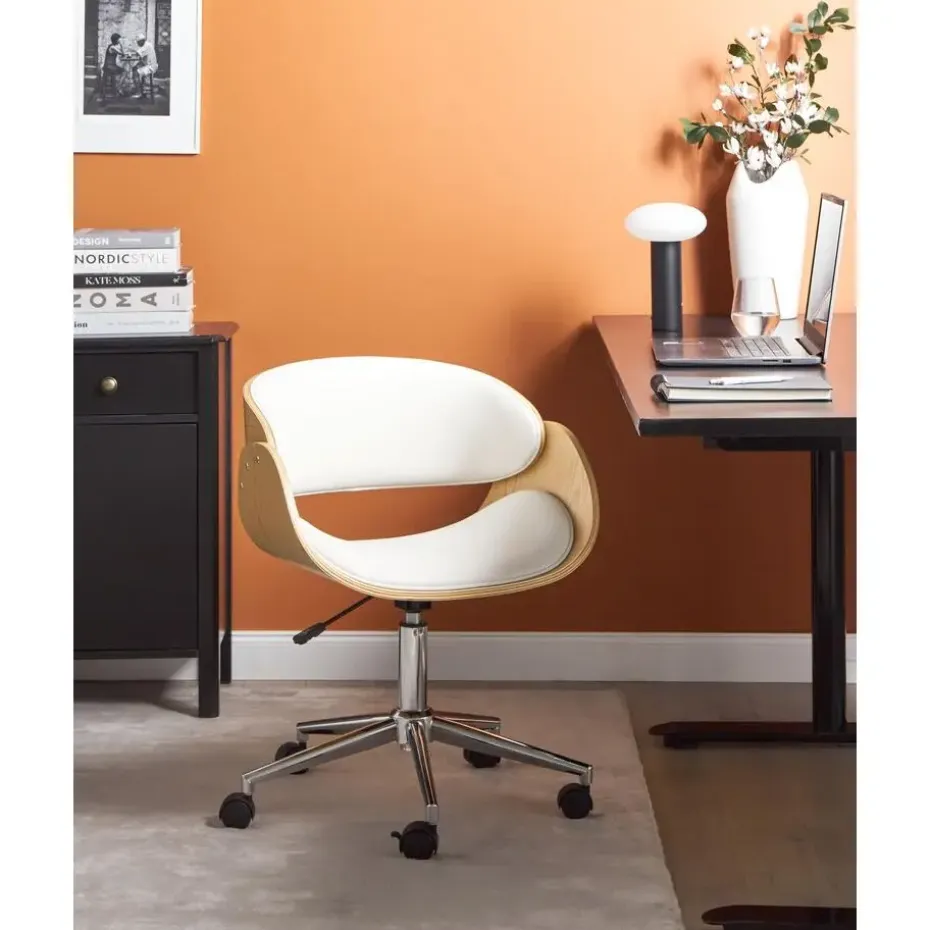 PALATKA - Bureaustoel - Lichthout/Zwart - Kunstleer