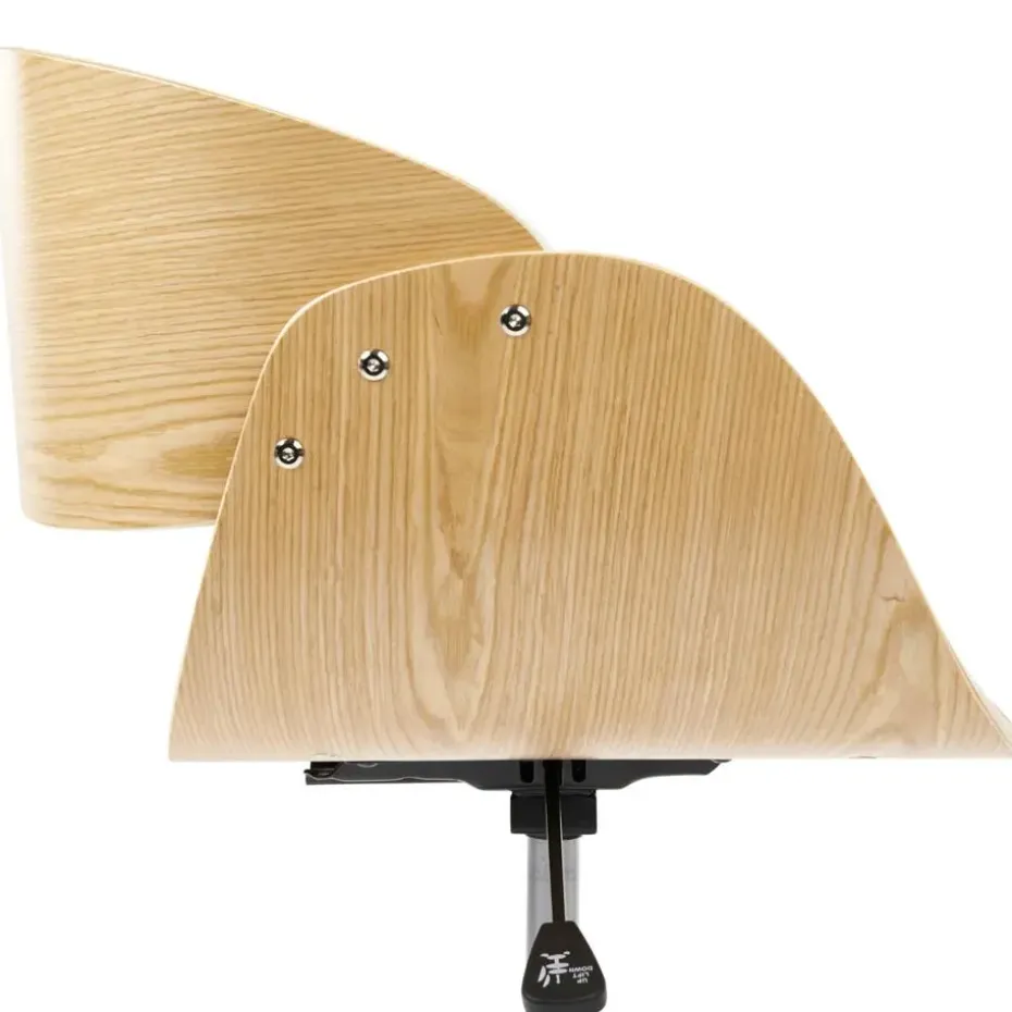 PALATKA - Bureaustoel - Lichthout/Zwart - Kunstleer