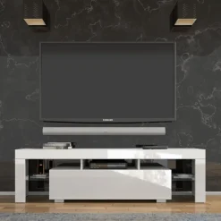 Panama TV-meubel 160 x 45 x 35 cm Glanzend witte fronten zonder verlichting