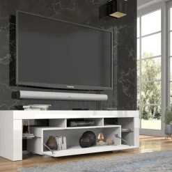 Panama TV-meubel 160 x 45 x 35 cm Glanzend witte fronten zonder verlichting