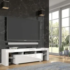 Panama TV-meubel 160 x 45 x 35 cm Glanzend witte fronten zonder verlichting