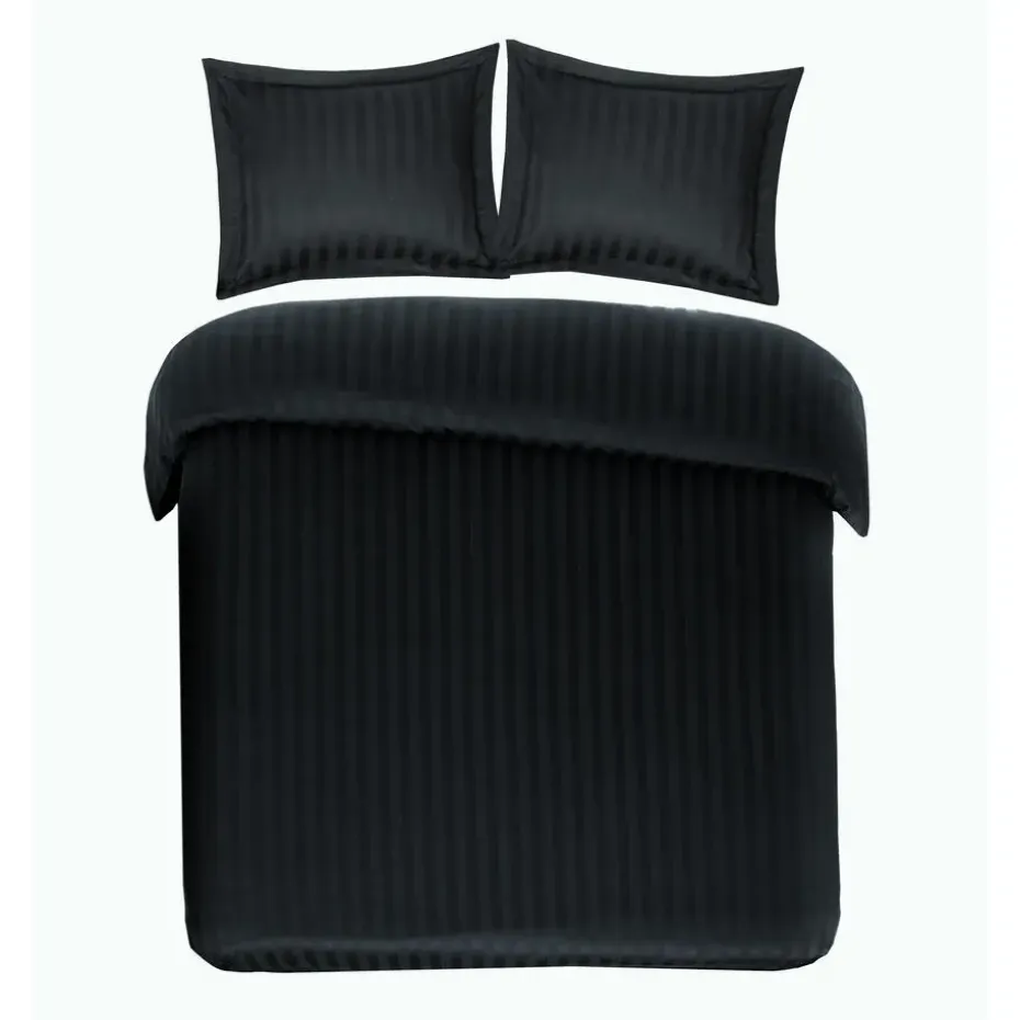 Papillon dekbedovertrek Satijn Streep - 240x200/220 cm - Zwart