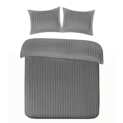 Papillon dekbedovertrek Satijn Streep - 200x200/220 cm - Grijs