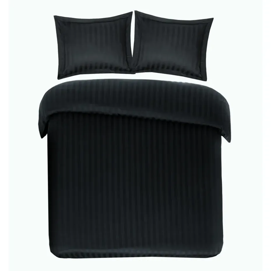 Papillon dekbedovertrek Satijn Streep - 200x200/220 cm - Zwart