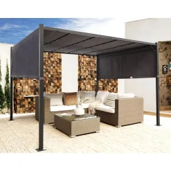 PARGA - Tuinpaviljoen - Zwart/Grijs - Polyester