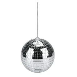Party Casa discobal kerstbal - zilver - D15 cm - kunststof -disco