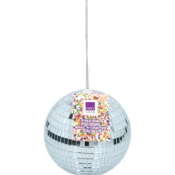 Party Casa discobal kerstbal - zilver - D15 cm - kunststof -disco