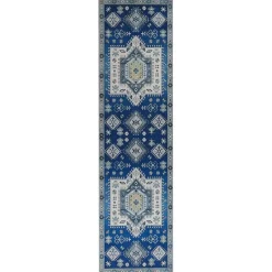 PARVAKADLI - Laagpolig vloerkleed - Blauw - 80 x 300 cm - Polyester