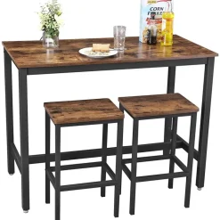 Parya - Vasagle - Bartafel Set - 120x60x90 - Donkerbruin